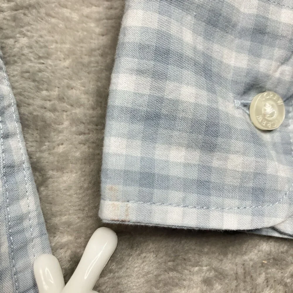 J Crew Button Up Shirt Mens XXL‎ Blue Gingham Check Flex Washed Classic BP969
